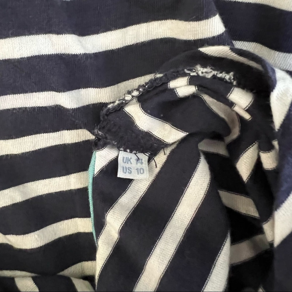 Boden Navy and White Striped 3/4 Sleeve Top Sz 10 - Picture 6 of 8